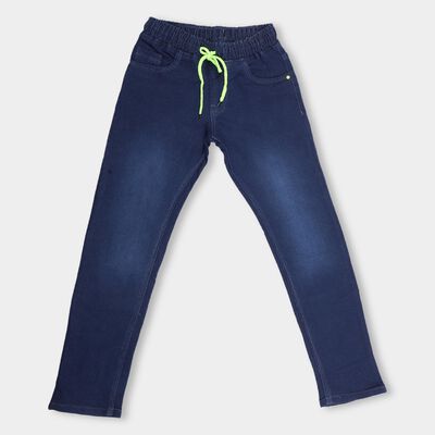 Boys' Deep Navy Regular Fit Elastic Waist Jeans