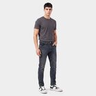 Men's Navy Blue Slim Fit Washed Jeans, Dark Blue, small
