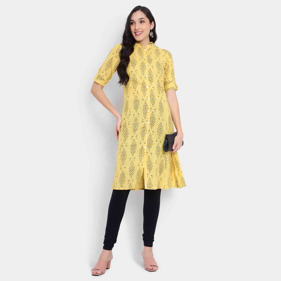 Printed Kurta, Mustard, large image number null