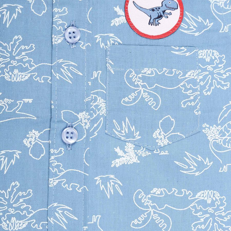 Infants Cotton Printed Shirt, Mid Blue, large image number null