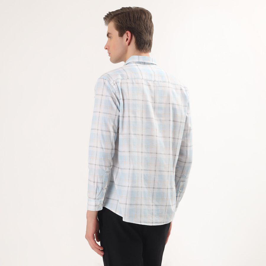 Men's Light Blue Cotton Spread Collar Casual Shirt, Light Blue, large