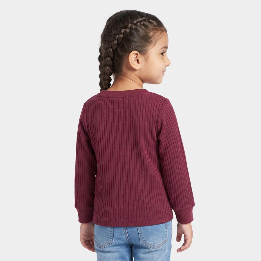 Girls' Maroon Long Sleeve Thermal, Wine, large