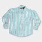Boys Light Sage Green Cotton Button-Down Casual Shirt, Light Green, small image number null