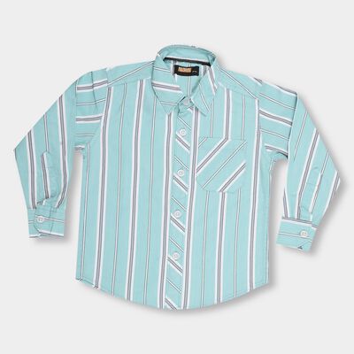 Boys Light Sage Green Cotton Button-Down Casual Shirt