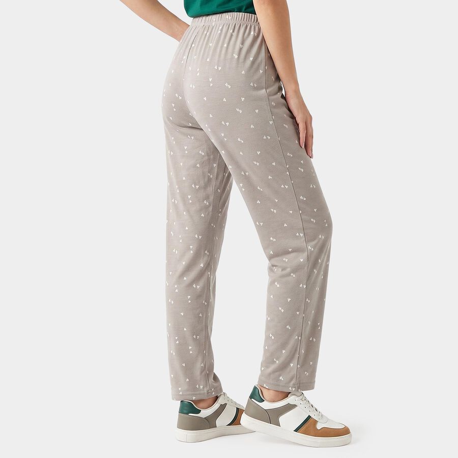 Women's Grey Straight-Fit Heart Printed Pyjama, Light Grey, large