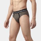 Men's Olive Regular Fit Cotton Ribbed Briefs, ओलिव, small