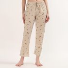 Women's Beige Regular Fit Cuffed Lounge Pyjama, गहरा पीला, small