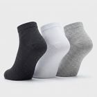 Men's Ankle Length Regular Fit Pack of 3 Socks ( Charcoal, White, Grey ), मिश्रित हल्का ग्रे, small