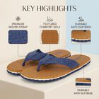 Men's Bright Navy Blue Slip-On Flip-Flops, टैन, small