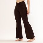 Women's Deep Chocolate Brown Flared Crossover Waist Pyjama, Brown, small image number null