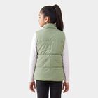 Girls' Sage Green Stand Collar Puffer Jacket, हल्का हरा, small