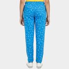 Girls Blue Regular Fit Printed Lounge Pyjama, Mid Blue, small