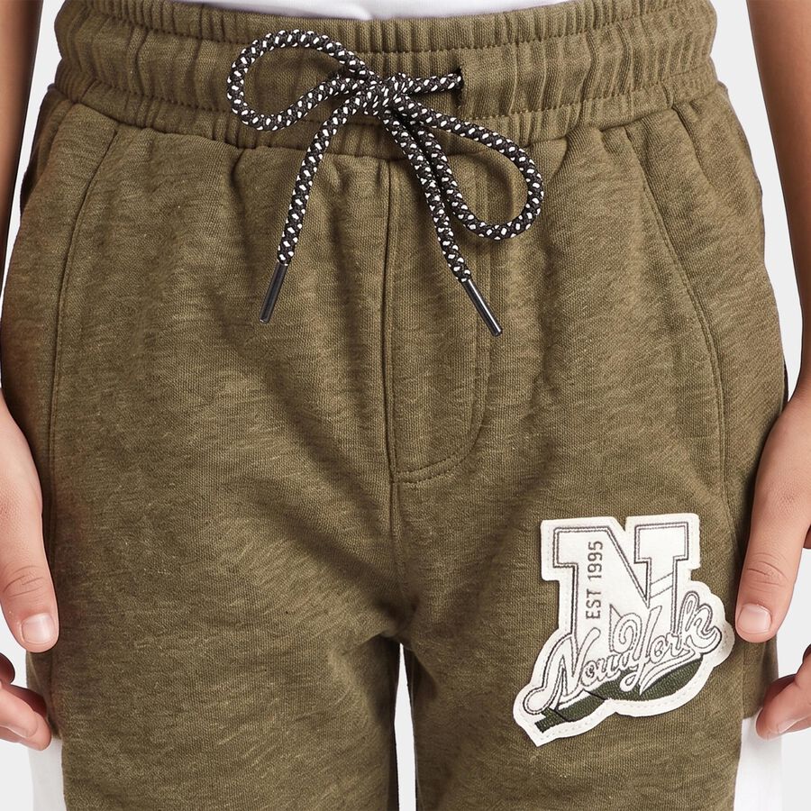 Boys Olive Green Jogger Colorblocked Pyjama, Olive, large