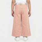 Girls' Light Pink Wide Leg Patch Pocket Jeans, हल्का गुलाबी, small