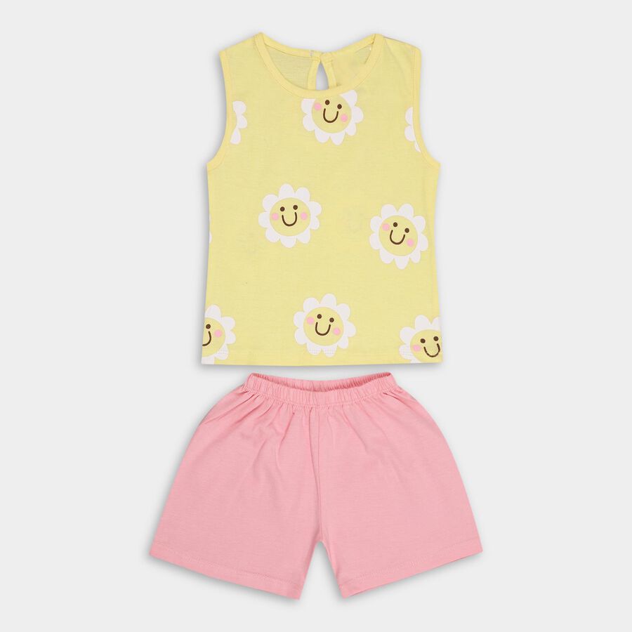 Infant Girls' 100% Cotton Short Set, पीला, large