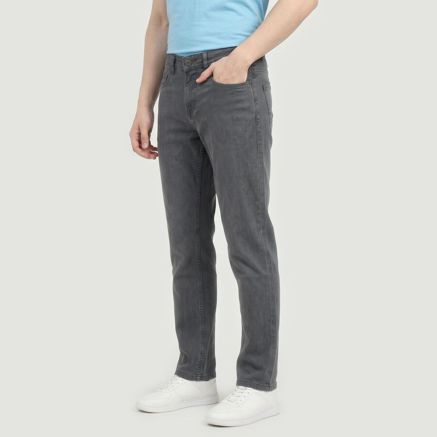 Men's Grey Stretch Fit Casual Jeans, हल्का ग्रे, large