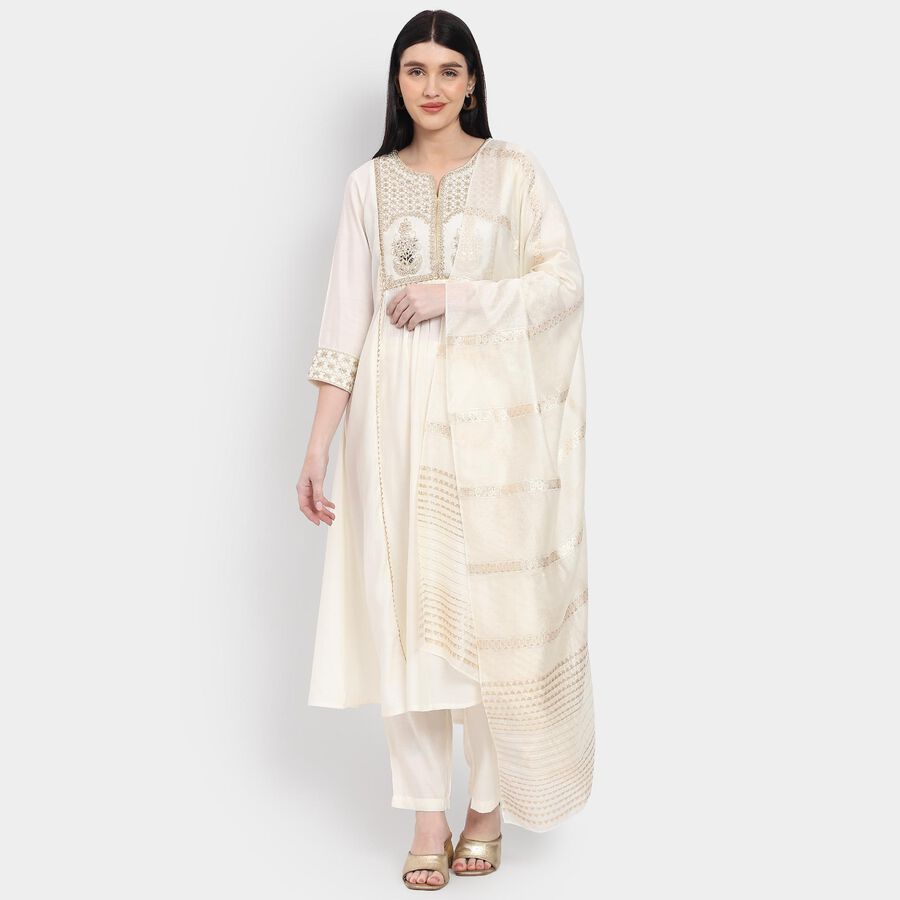 Ladies' Ethnic Set , Off White, large image number null