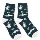 Women's Dark Green Regular Fit Rabbit Motif Ankle-Length Socks, गहरा हरा, small