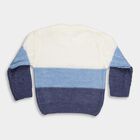 Infants Muted Blue and Ivory White Crew Neck Cable Knit Pullover, मध्यम नीला, small image number null