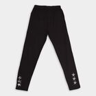 Girl's Solid With Embellish Regular Black Legging, Black, small image number null
