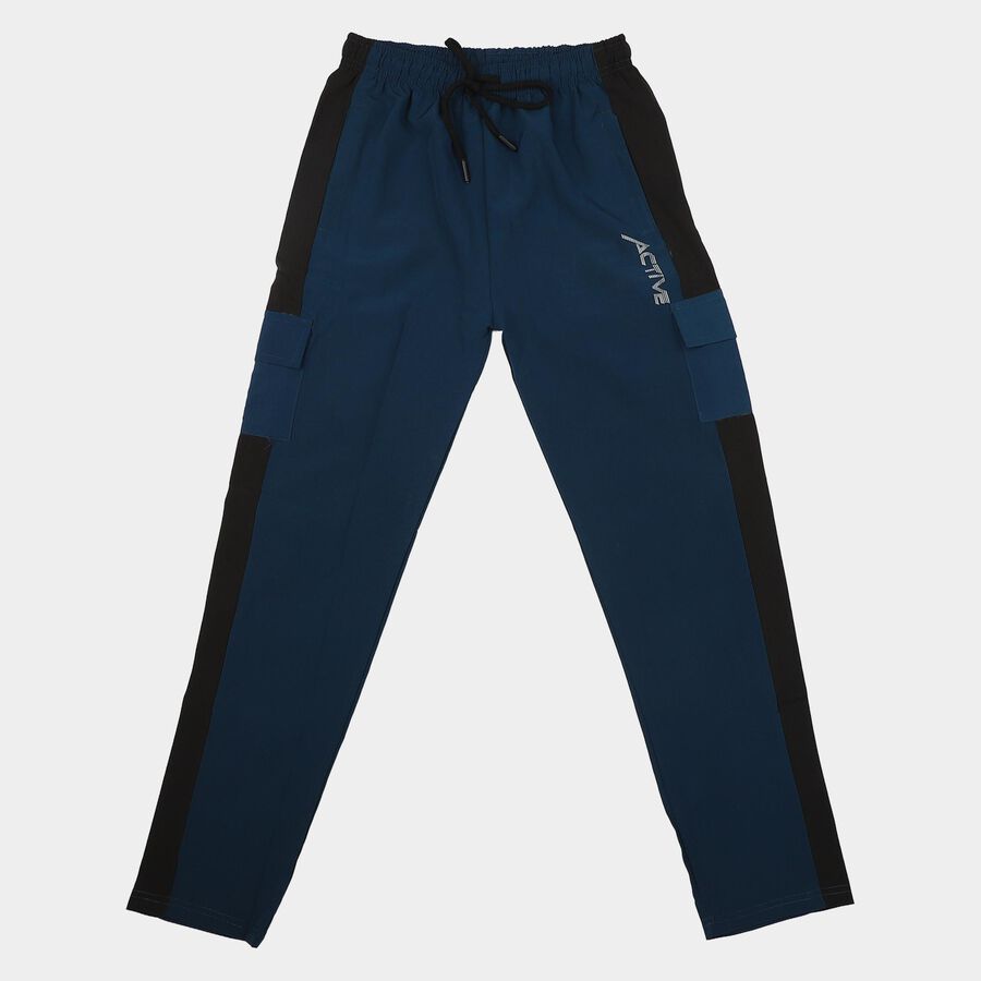Boys' Navy Blue Straight Fit Cargo Pocket Cotton Blend Pyjama, Mid Blue, large