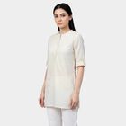 Women's White Cotton Round Neck Straight Kurti, Off White, small
