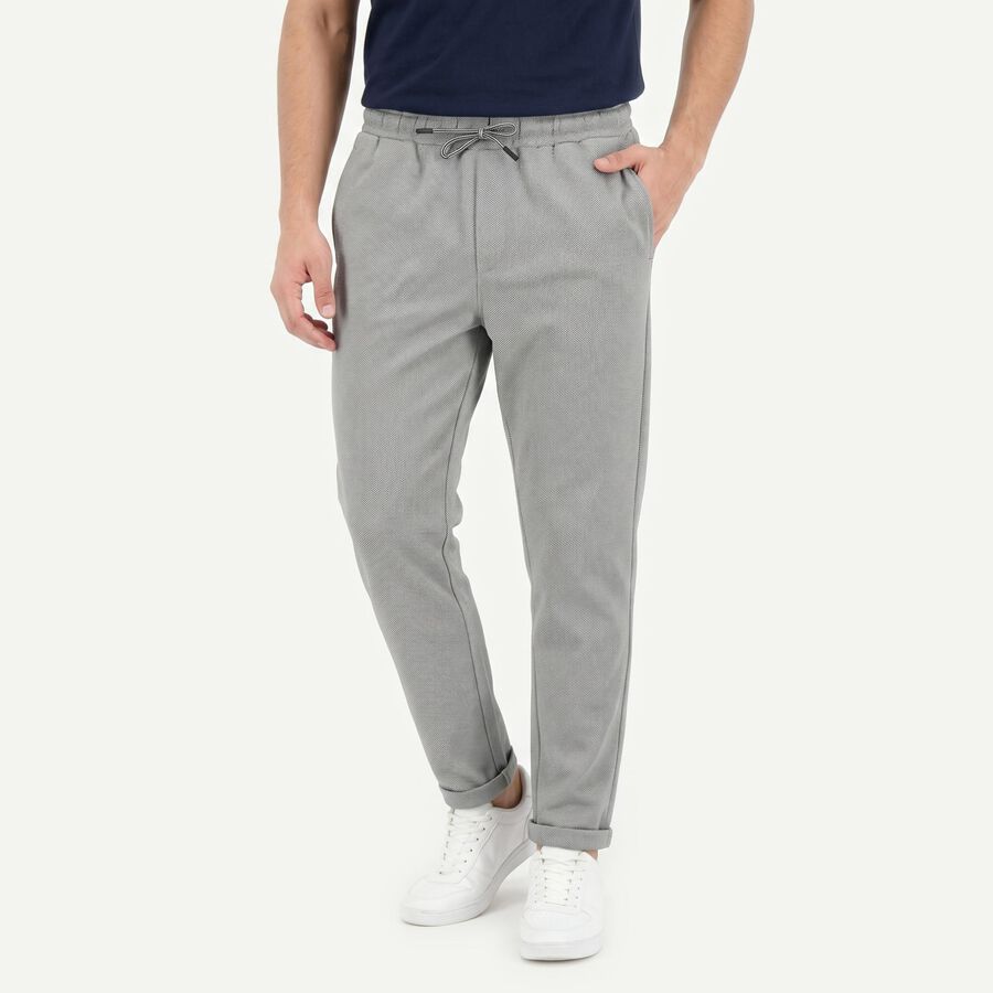 Men's Grey Slim Fit Jogger, हल्का ग्रे, large