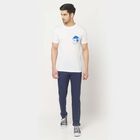 Solid Slim Fit Casual Trousers, Dark Blue, small image number null
