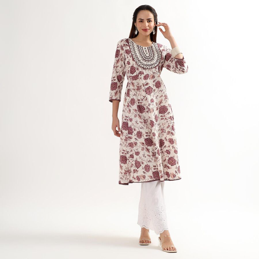 Ladies' 100% Cotton Kurta, Purple, large image number null