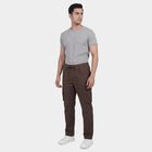 Men's Brown Slim Fit Casual Trousers, Brown, small