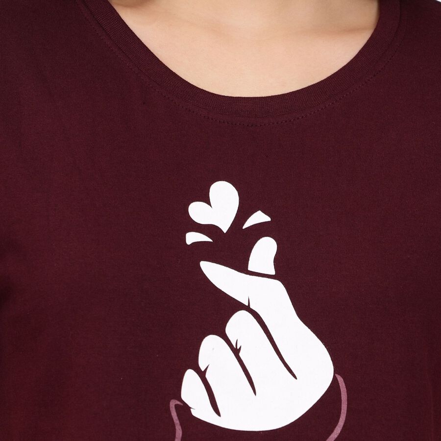 Ladies' Round Neck T-Shirt, Wine, large image number null