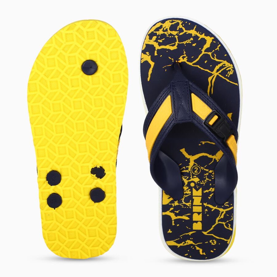 Kids Yellow Printed Flip-Flop Slippers, पीला, large