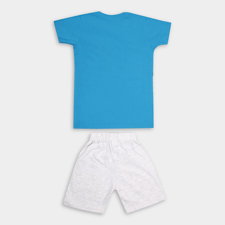 Boys' 100% Cotton Knit Baba Suit , टील ब्लू, large image number null