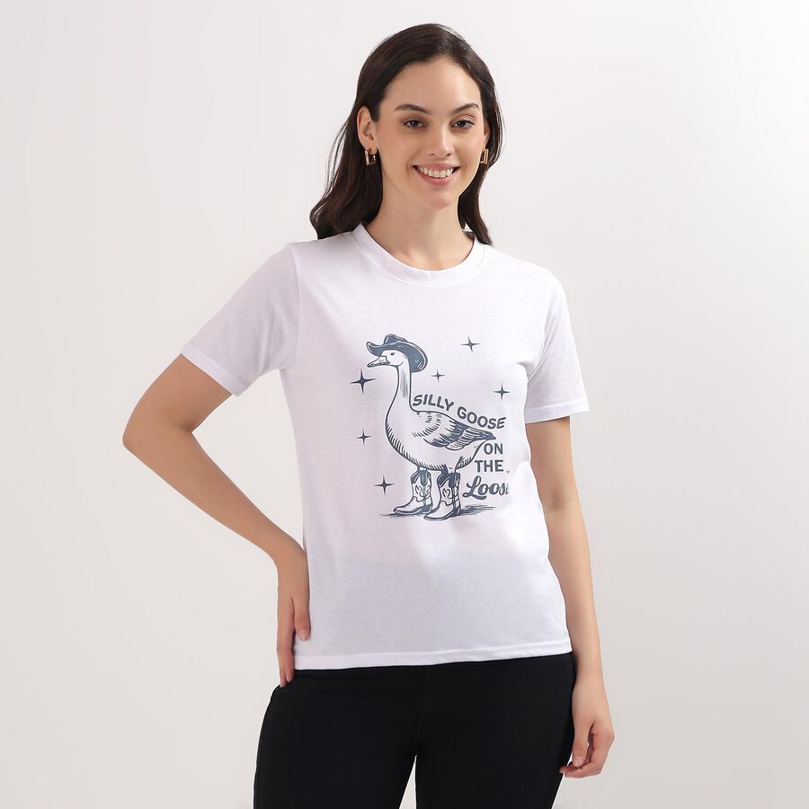 Ladies' Round Neck T-Shirt, White, large image number null