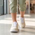 Women's Beige Lace-Up Sneakers, Beige, small