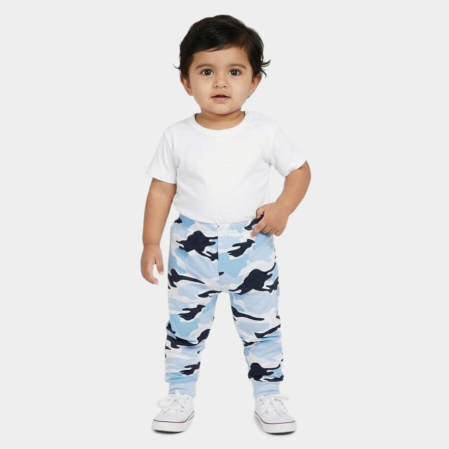 Infants Blue Camouflage Printed Cotton Pyjama, Light Blue, large