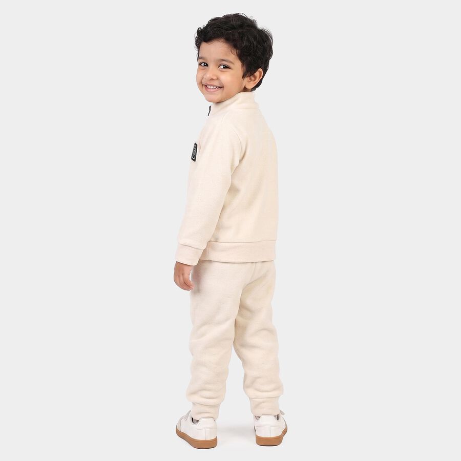 Boys Beige High Neck Appliqu&eacute; Baba Suit, गहरा पीला, large
