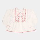 Girls Embellished Full Sleeve Top, Off White, small image number null