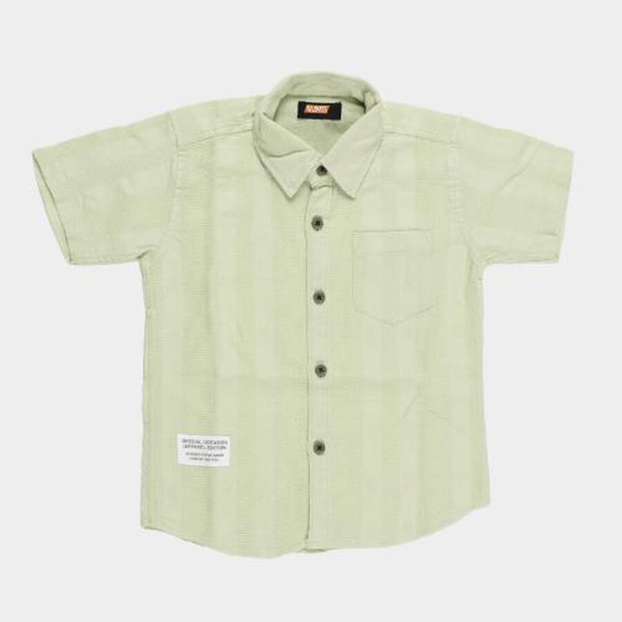 Boys Light Sage Green Cotton Half Sleeve Classic Collar Casual Shirt, Light Green, large image number null