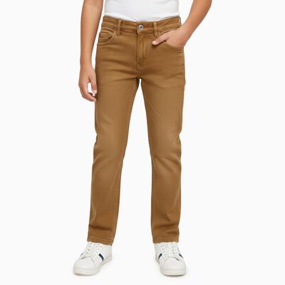 Boys' Warm Caramel Brown Slim Fit Jeans