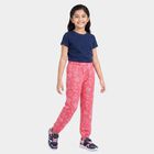 Girls' Pink Jogger Fit Floral Printed Pyjama, रानी (फ्यूशिया), small