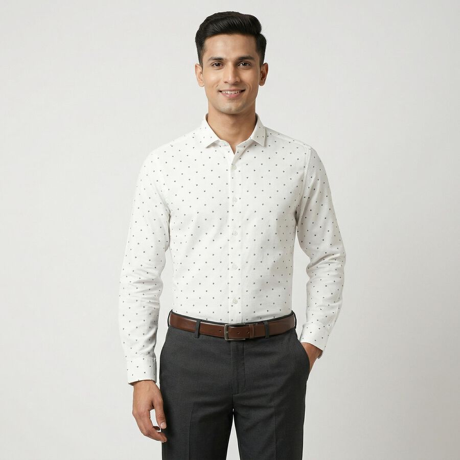 Men White Classic Formal Shirt, सफ़ेद, large