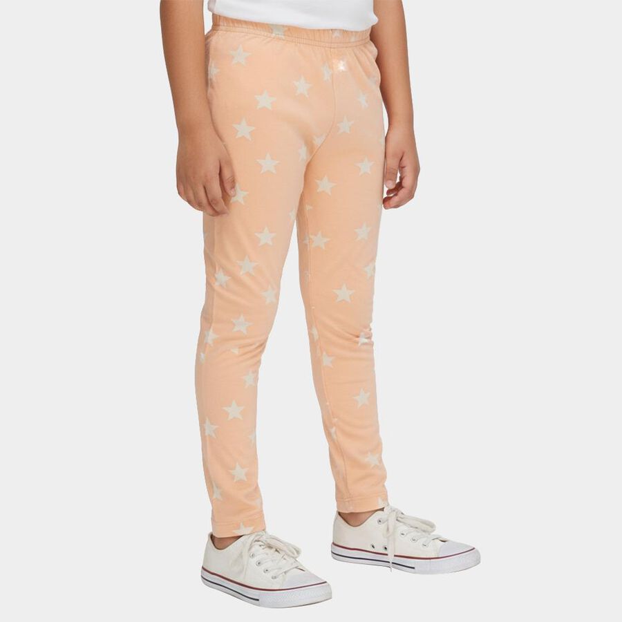 Girls Pink Regular Fit Star Printed Pyjama, Pink, large