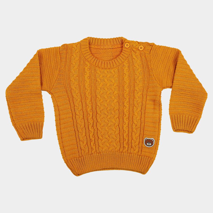 Infants Yellow Crew Neck Pullover, पीला, large
