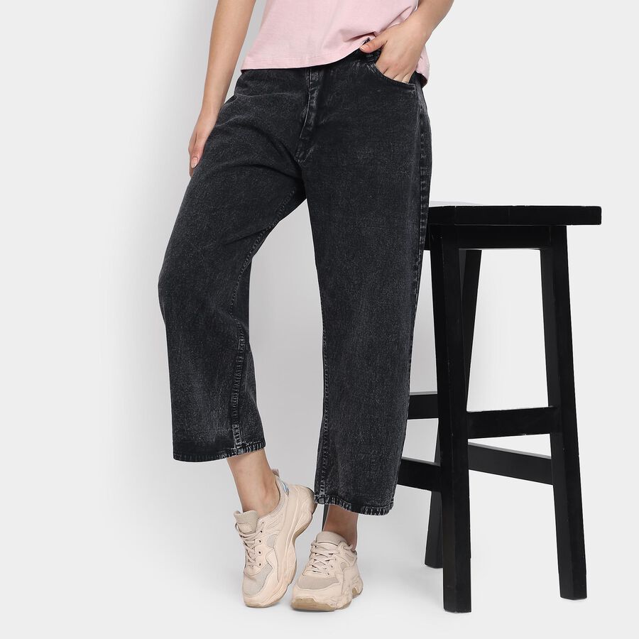 Ladies' 100% Cotton Jeans, काला, large image number null