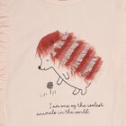 Girls' Light Pink Cotton Round Neck Ruffle Sleeve T-Shirt, हल्का गुलाबी, small