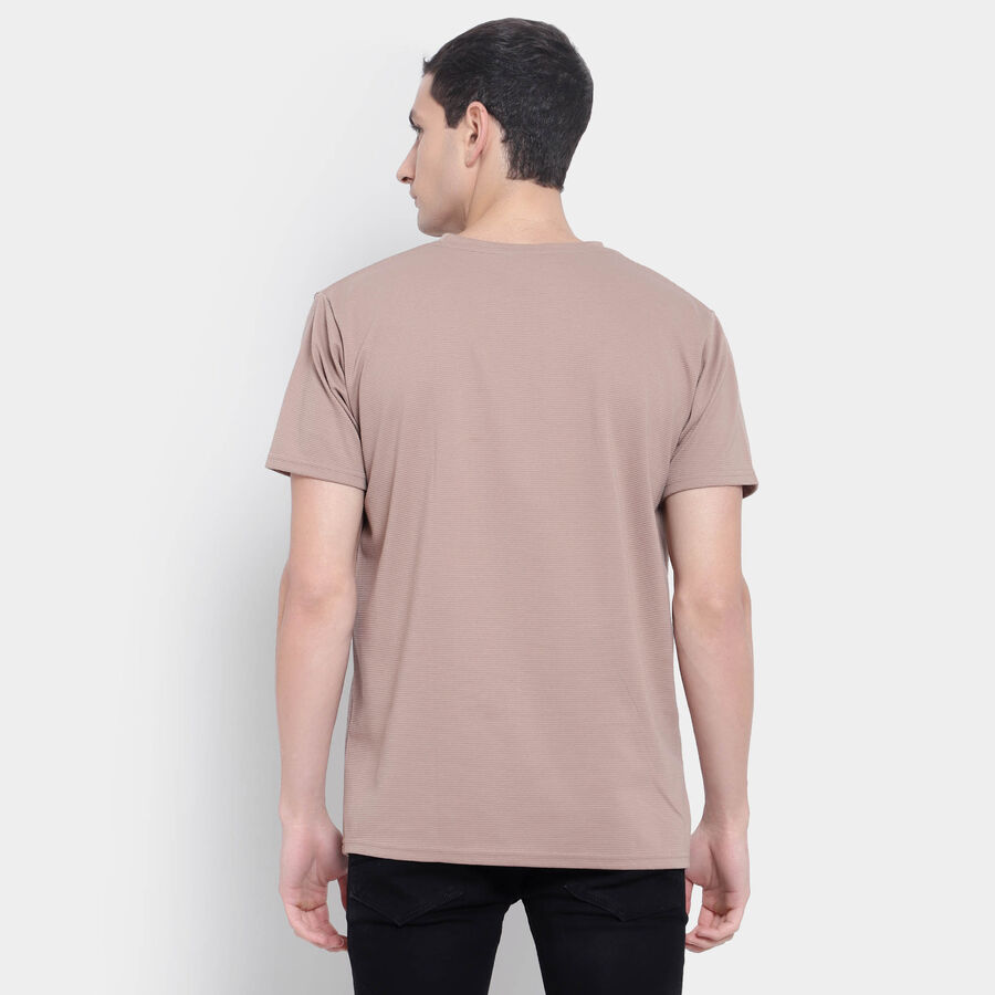 Solid Round Neck T-Shirt, Beige, large image number null