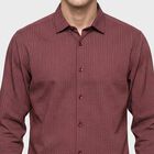 Men's Rust Cotton Long Sleeve Spread Collar Shirt, Rust, small