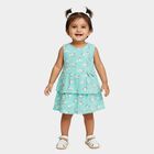 Infants' Teal Regular Fit Floral Printed Layered Frock, Aqua, small