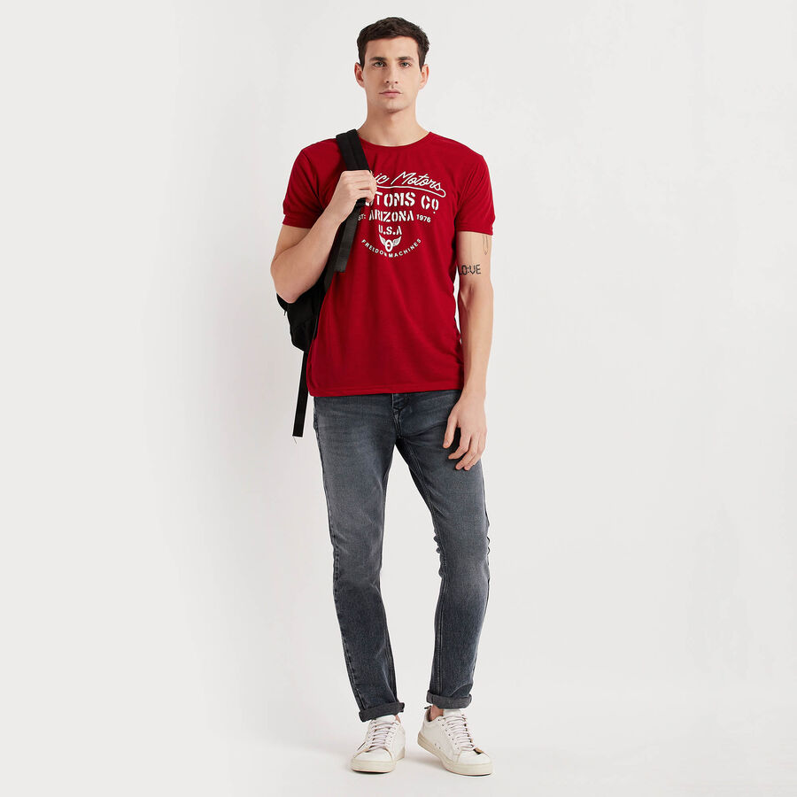 Round Neck T- Shirt, मरून, large image number null